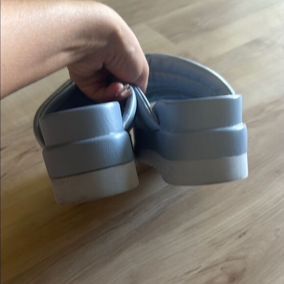 ASOS Blue and Gold Platform slide Mule Sandals with Chunky pillow Design - Picture 4 of 6